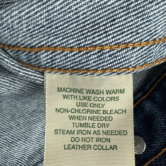 Vintage St‎ Johns Bay Denim Trucker Jacket Mens Large Tall Distress Fade - Picture 10 of 14